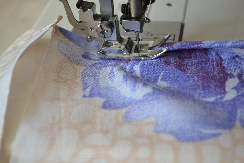 Double-fold hem on opposite side a pillowcase
